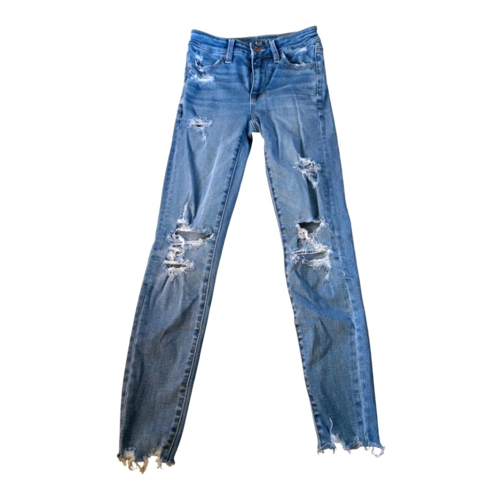 American Eagle Outfitters Blue Skinny Distressed Jeans 00 short